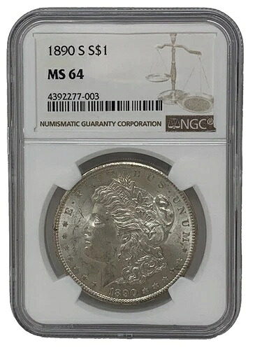 1890 S 1ドル シルバー モルガン ドル NGC MS-64