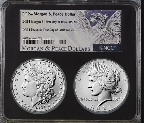 2024 P モーガン＆ピース シルバーダラー NGC MS70 デュアルマルチセット @