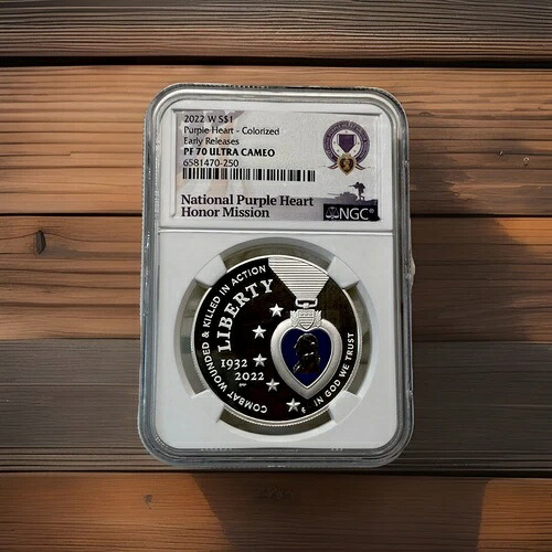 2022 W $1 シルバー プルーフ パープルハート ホールオブオナー カラーライズ NGC PF70 UCAM アーリー%