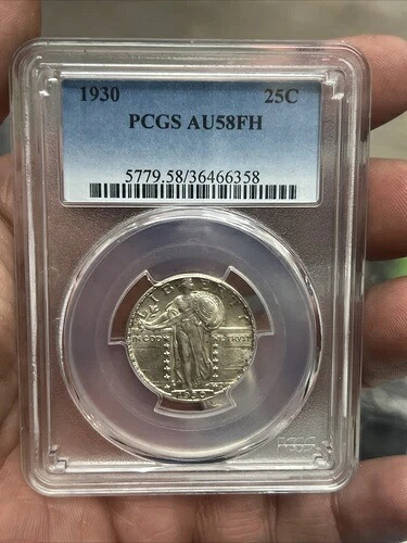 1930年 25セント PCGS AU58 FH シルバー フルヘッド スタンディング リバティ クォーターコイン