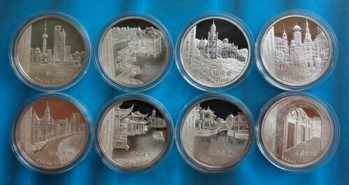 上海造幣局:2010年中国銀メダル上海八景コイン
