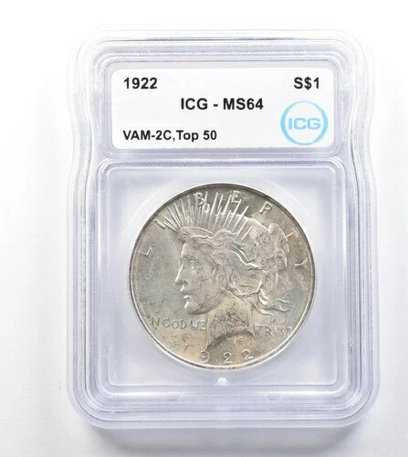 1922年ピースシルバーダラーVAM-2Cトップ50 MS64 ICG *1883 152,900円