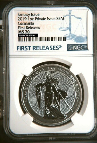 ゲルマニア 2019 ? 5 マーク 1オンス 純銀ラウンド NGC ファーストリリース FR MS70
