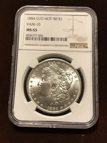 1884 O $1 NGC グレード MS 65 (Vam-10) O/O (O オーバー O) 6036777-006 モルガン ドル
