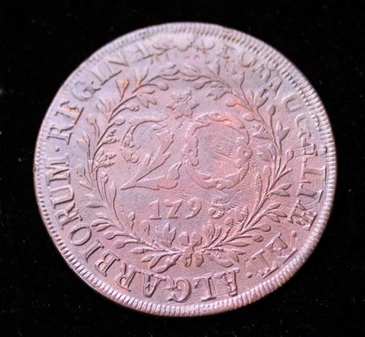 1795年 アゾレス諸島 ポルトガル 20レイス 10レイスに劇的なオーバーストライク 未使用