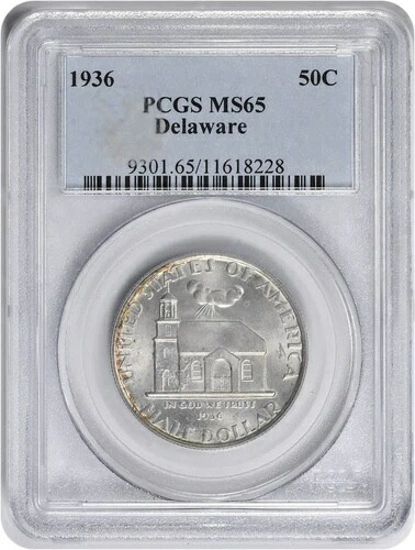 1936年デラウェア記念銀貨ハーフ MS65 PCGS
