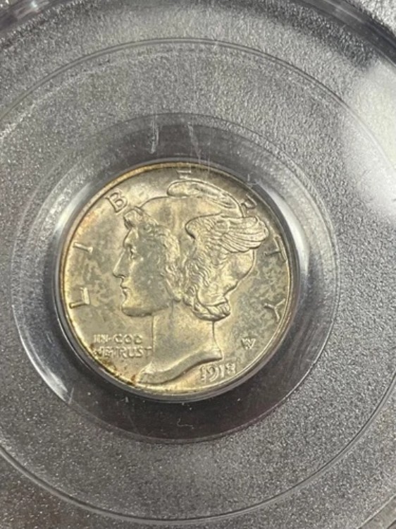 PCGS MS63 1918 D マーキュリーダイム ブライトグレートラスター タフデイト