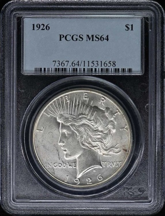 1926年 1ドル ピースダラー PCGS MS64