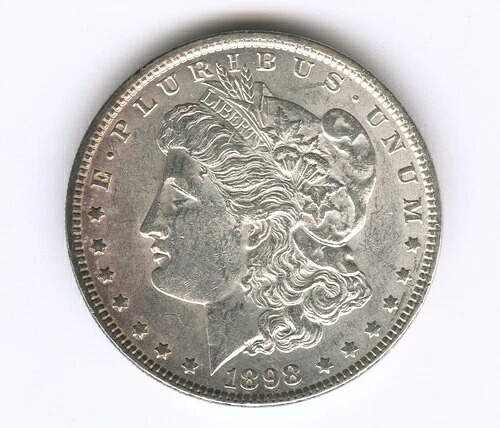 1898年 1ドル モルガン銀貨 チョイス BU ディープシャープディテール レインボーエッジトーニング