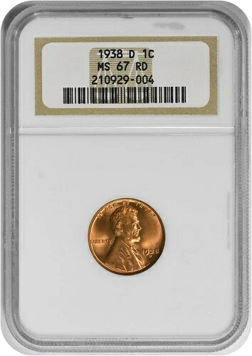 1938-D リンカーンセント MS67RD NGC