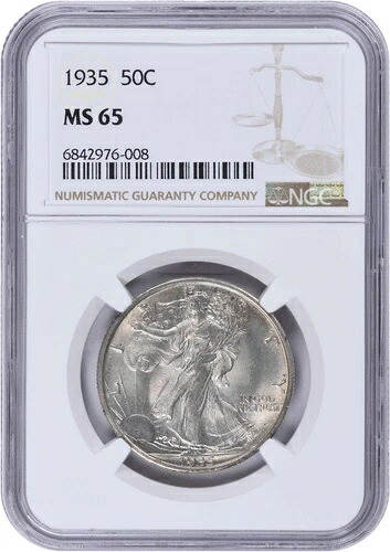 1935年ウォーキング・リバティ・シルバーハーフドル MS65 NGC