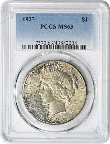 1927年ピースシルバードル MS63 PCGS