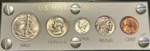 1936年 シルバー 米国造幣局 イヤーセット ジェム BU コイン ホワイト キャピタルホルダー ディスプレイボックス入り