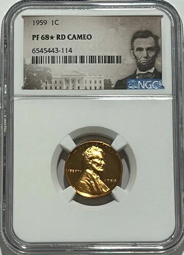 1959年 NGC PF68 RD スターカメオ レッドプルーフ リンカーン記念館 ペニー 1セント ポートレートラベル