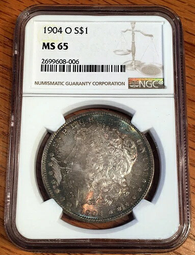 1904-O モルガン銀貨 - NGC MS 65 素晴らしい色調 - 高品質スキャン #8006｜WORLD RESOURCE【KING店】
