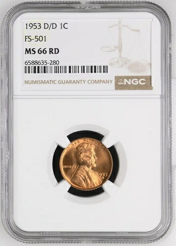 1953年 D/D リンカーン ウィート セント NGC MS-66 RD FS-501｜WORLD RESOURCE【KING店】