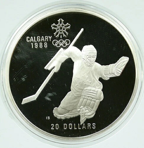 1986年カナダ代表、1988年カルガリーオリンピックホッケー オールドプルーフ 20ドル銀貨 i117255|WORLD RESOURCE【KING店】