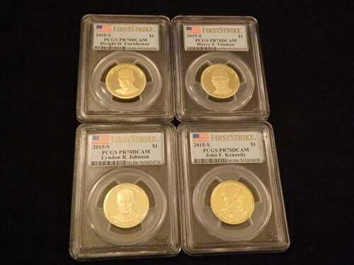 2015-S 1ドル大統領4枚コインセット ファーストストライク PCGS PR 70