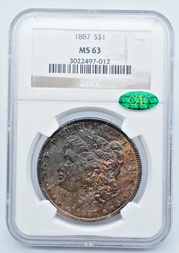 1887-P モルガン銀貨 NGC & CAC MS 63 ユニークトーン表面 - U1063