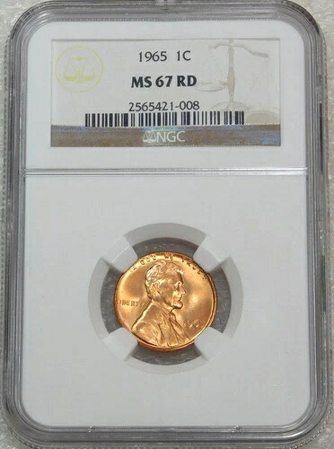 1965年 P リンカーン セント ビジネス ストライク NGC MS67RD ブライトレッド スーパーラスター PQ #G026｜WORLD RESOURCE【KING店】