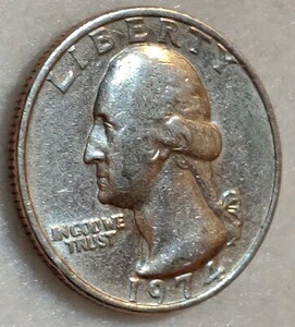 1974年ワシントン25セント硬貨 - 流通品 - ミントマークなし / 未鑑定