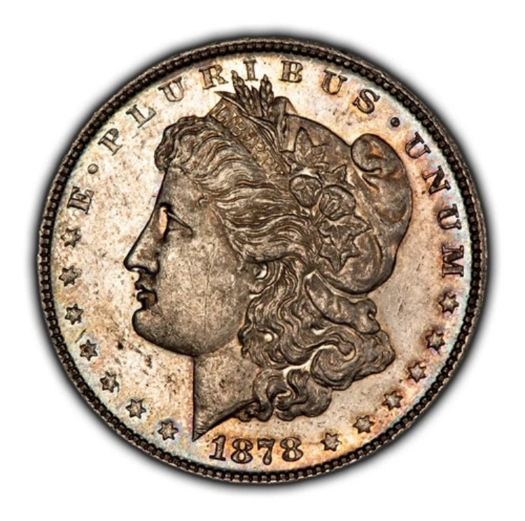 1878年 7/8 TF ストロング $1 モルガン・ダラー - PL Fields -PQ レインボー・トーニング - ビデオ - D4935|WORLD RESOURCE【KING店】