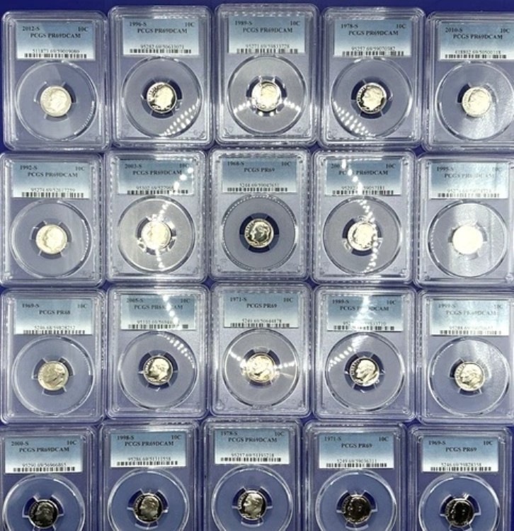 {20} ルーズベルト ダイム プルーフコイン PCGS PR69DCAM + PCGS ハードケース & 100 枚入りコインバッグ