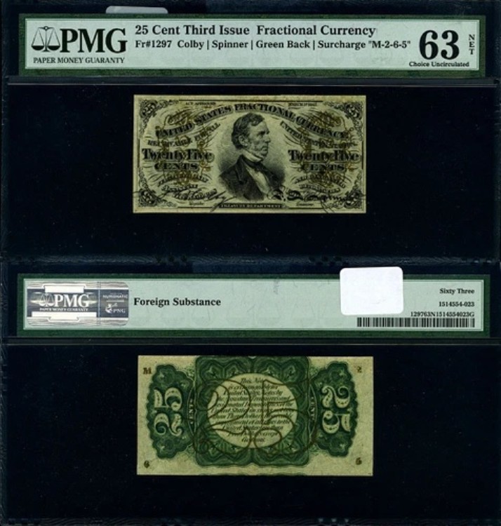 FR. 1297 25セント 第3回発行分数手形追加料金「M-2-6-5」選択 PMG CU63 NET|WORLD RESOURCE【KING店】