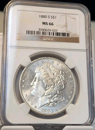 1880-S モルガン銀貨 $1 NGC MS66