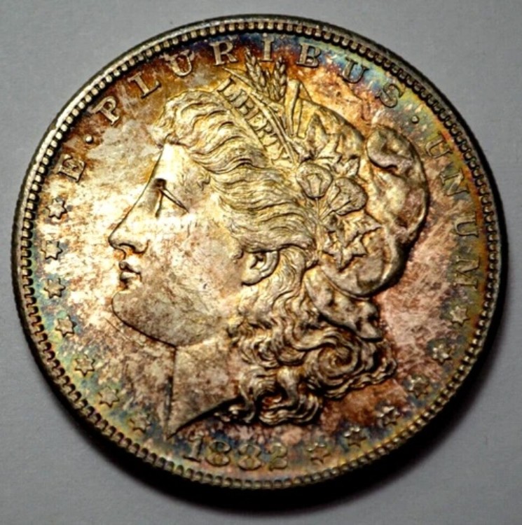 1882-S UNC MS モルガン・ダラー シルバー レア ナチュラル モンスター トーニング キーデートコイン