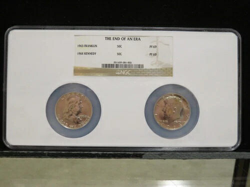 時代の終わり フランクリン＆ケネディ ハーフ ダラー セット NGC PF 69 ハイグレード!