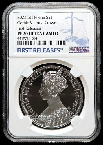 NGC PF70 英国ゴシッククラウン ビクトリア・ワイオンデザイン セントヘレナ 2022年 銀貨 1オンス