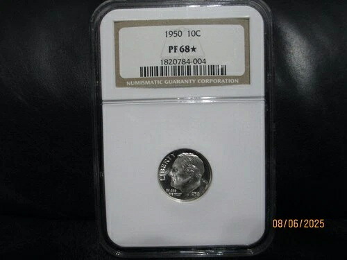 1950年 PF-68 * スター ルーズベルト シルバーダイム NGC