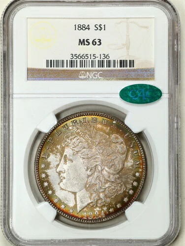 1884年 1ドル モルガン銀貨 MS63 NGC CAC 3566515-136