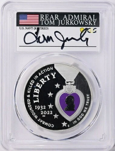 2022年 W パープルハート シルバー カラーライズ PCGS PR70 DCAM トム・ジャーコウスキー提督のサイン入り 164,450円