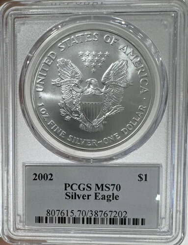 2002年 アメリカン シルバー イーグル PCGS MS-70 トーマス・クリーブランド サイン入り