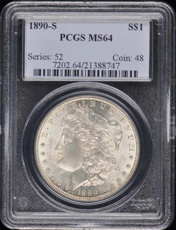1890-S 1ドル モルガン・ダラー PCGS MS64
