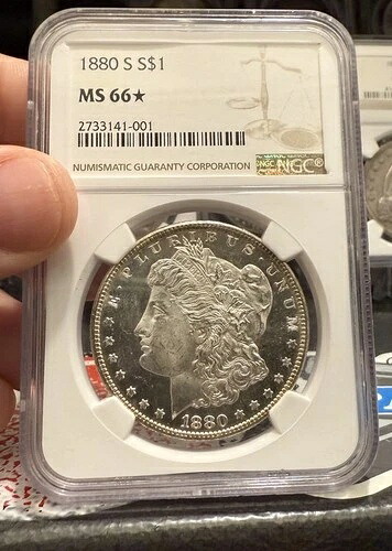 1880年 S モーガン銀貨 NGC MS 66 * スターカメオ/レブトーン
