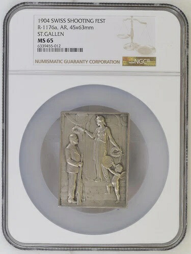 1904年 スイス ザンクト・ガレン 銀製スイス射撃メダル R-1176 - NGC MS 65