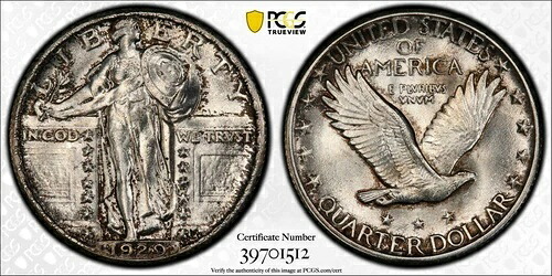1929年 スタンディング リバティ クォーター PCGS MS 63 フルヘッド シマーリング シルバー ラスター