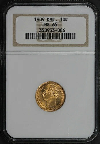 1909 デンマーク ゴールド 10 クローネ NGC MS-65 217,250円