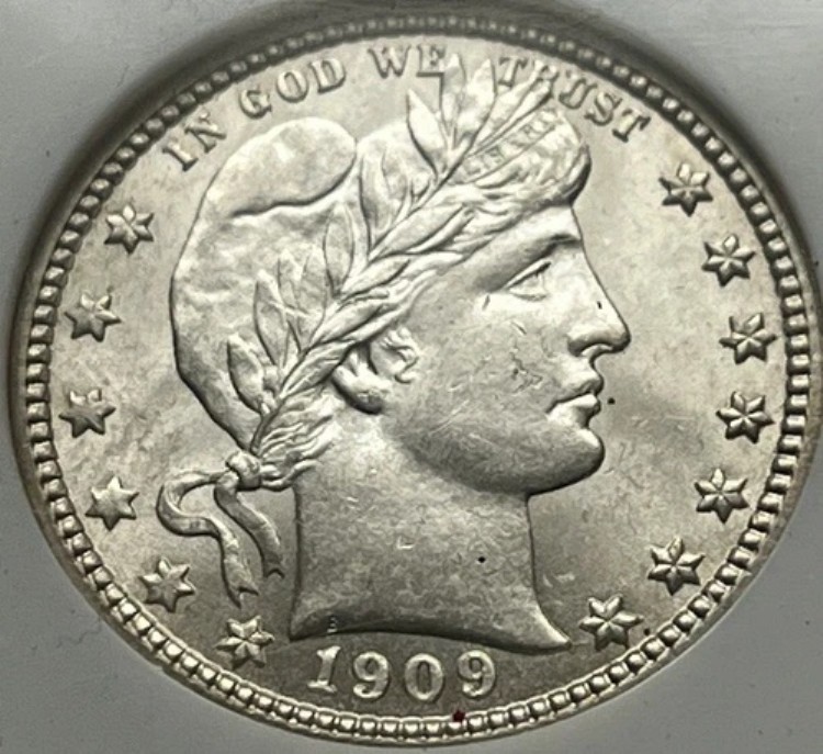 1909年 D バーバー クォーター NGC MS-64 オールドホルダー ブリリアント アンサーキュレート BU ニアジェム