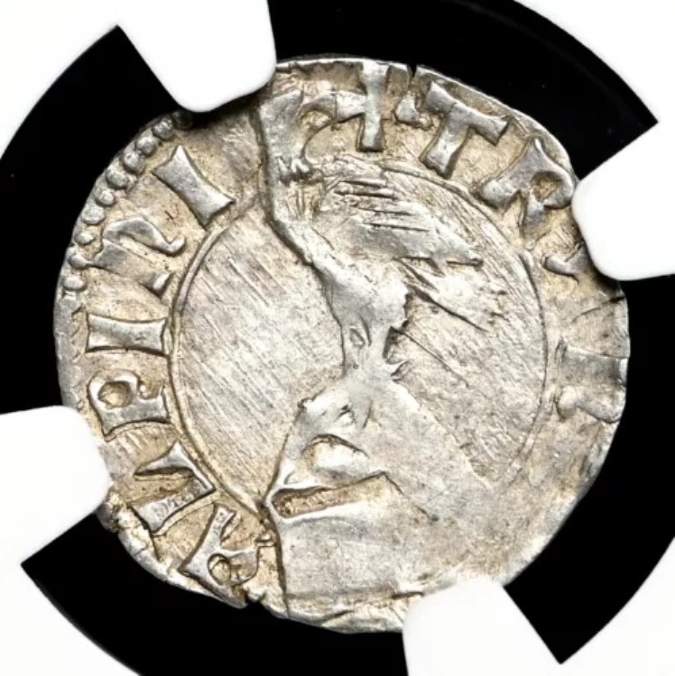 ワラキア。ヴラディスラフ1世（1364-1377年）。銀貨デナール、NGC AU 詳細