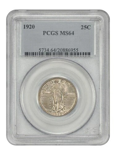 1920年 25セント PCGS MS64 - スタンディングリバティクォーター - 魅力的なSLQ 217,250円
