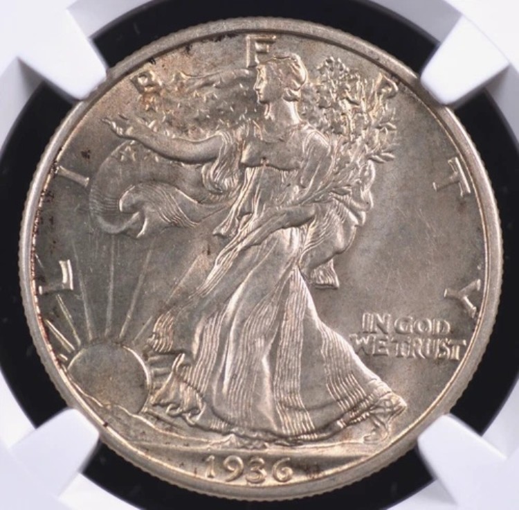1936年 D ウォーキングリバティ NGC MS 65 きれいな光沢があり、良好な打刻で、 217,250円