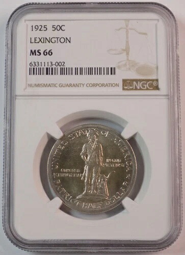 1925年 50セント レキシントン記念ハーフドル NGC MS 66 217,250円