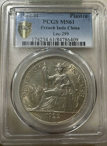フレンチコロニーピアストル 1922-H MS61 PCGS
