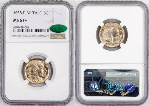 1938-D $.05 バッファロー NGC MS67+ #6604429-001