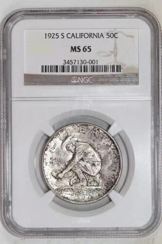 1925-S カリフォルニア シルバー 記念 ハーフドル NGC MS65