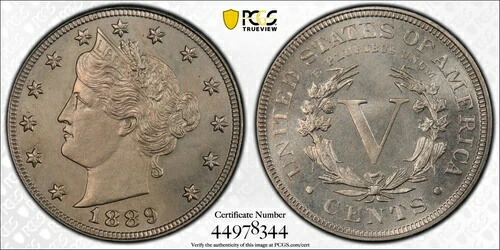 1889年 リバティV ニッケル PCGS PR-65 PR65 プルーフ オリジナル 低鋳造枚数 3,336枚
